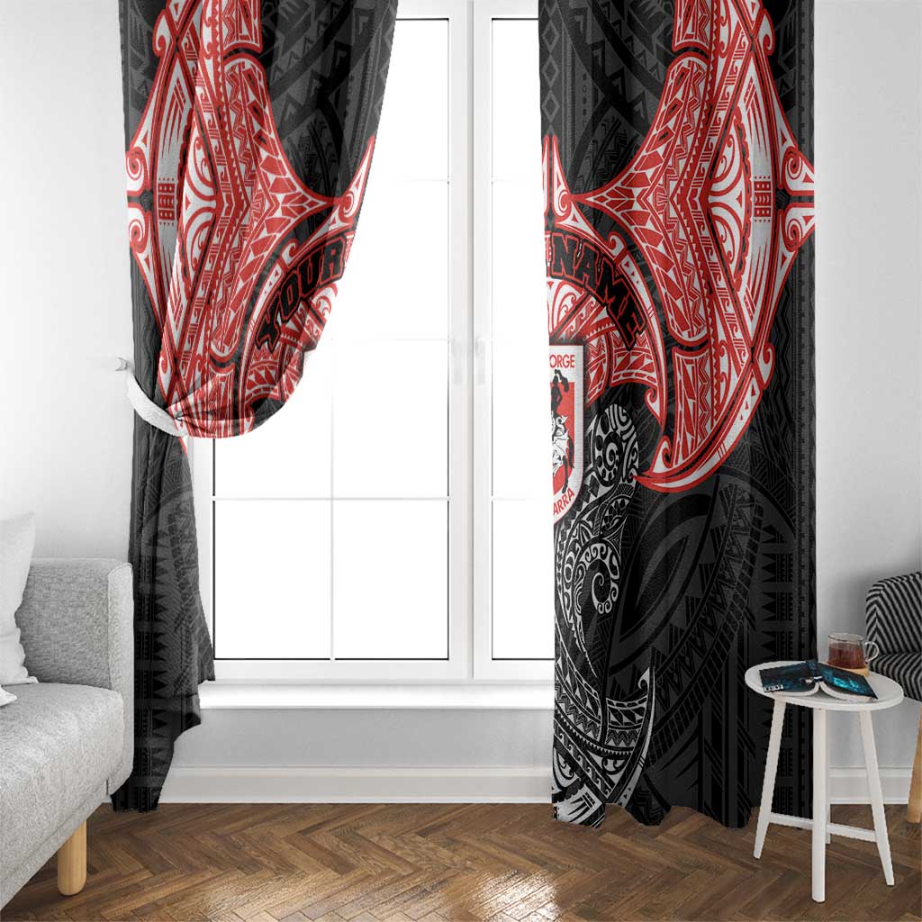 Personalized St. George Illawarra Dragons Window Curtain Polynesian Tribal Pattern Style