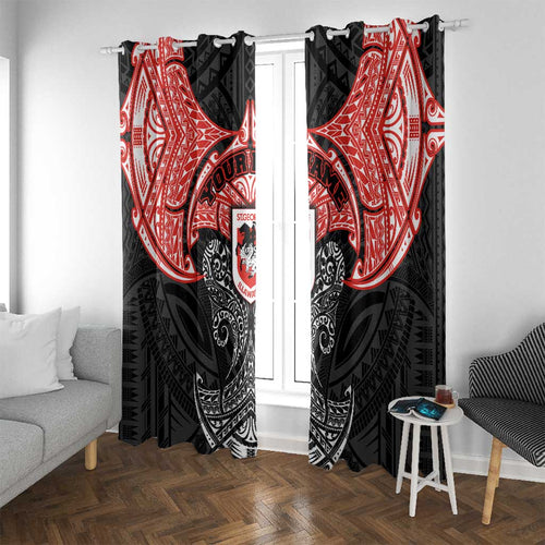 Personalized St. George Illawarra Dragons Window Curtain Polynesian Tribal Pattern Style