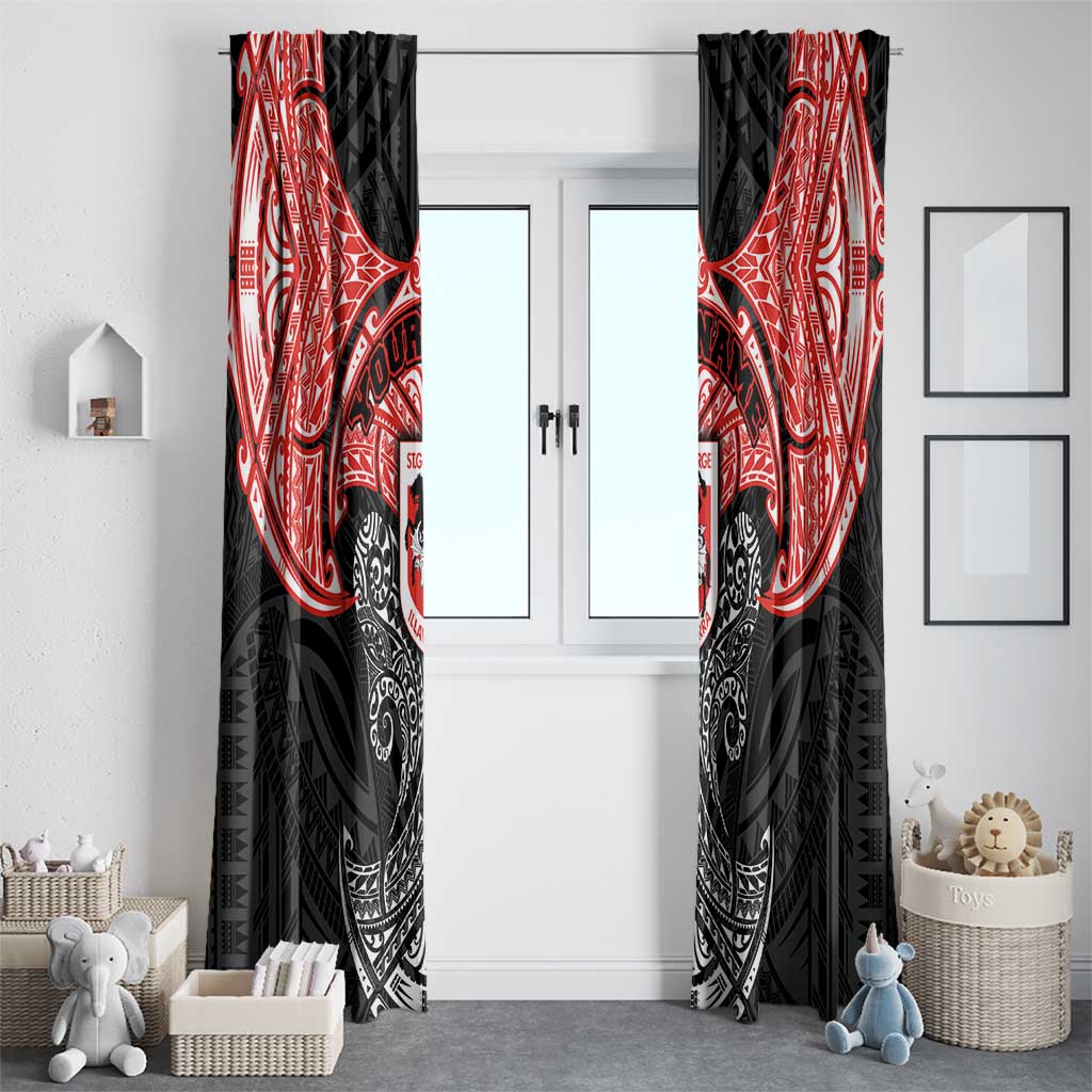 Personalized St. George Illawarra Dragons Window Curtain Polynesian Tribal Pattern Style