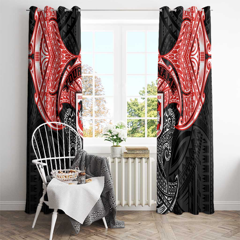 Personalized St. George Illawarra Dragons Window Curtain Polynesian Tribal Pattern Style