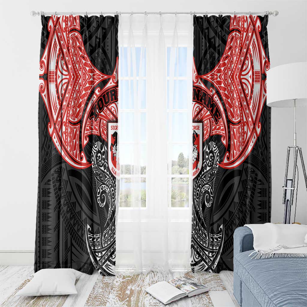 Personalized St. George Illawarra Dragons Window Curtain Polynesian Tribal Pattern Style
