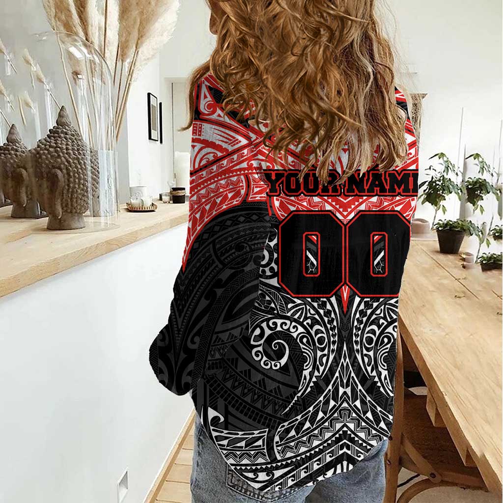 Personalized St. George Illawarra Dragons Women Casual Shirt Polynesian Tribal Pattern Style