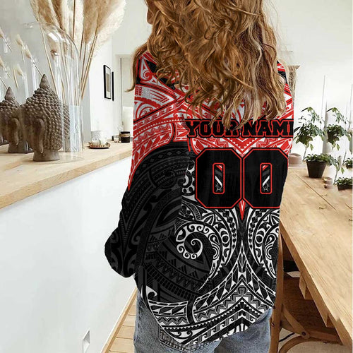 Personalized St. George Illawarra Dragons Women Casual Shirt Polynesian Tribal Pattern Style