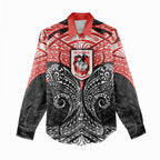 Personalized St. George Illawarra Dragons Women Casual Shirt Polynesian Tribal Pattern Style