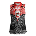 Personalized St. George Illawarra Dragons Women Sleeveless Polo Shirt Polynesian Tribal Pattern Style
