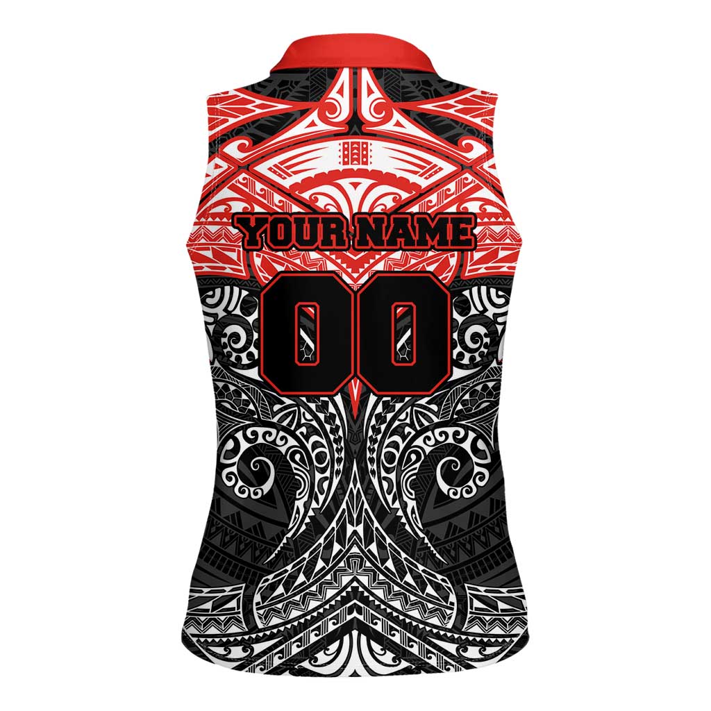 Personalized St. George Illawarra Dragons Women Sleeveless Polo Shirt Polynesian Tribal Pattern Style