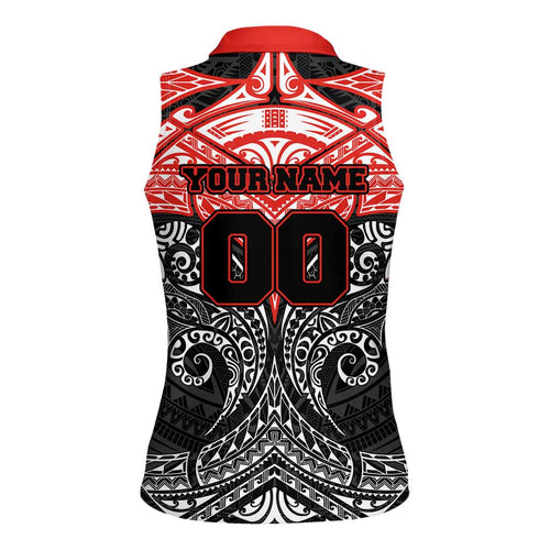 Personalized St. George Illawarra Dragons Women Sleeveless Polo Shirt Polynesian Tribal Pattern Style