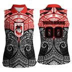 Personalized St. George Illawarra Dragons Women Sleeveless Polo Shirt Polynesian Tribal Pattern Style