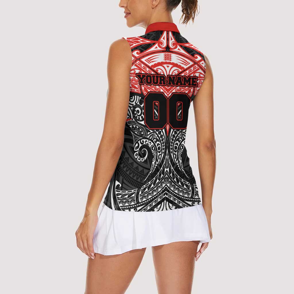 Personalized St. George Illawarra Dragons Women Sleeveless Polo Shirt Polynesian Tribal Pattern Style