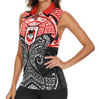 Personalized St. George Illawarra Dragons Women Sleeveless Polo Shirt Polynesian Tribal Pattern Style