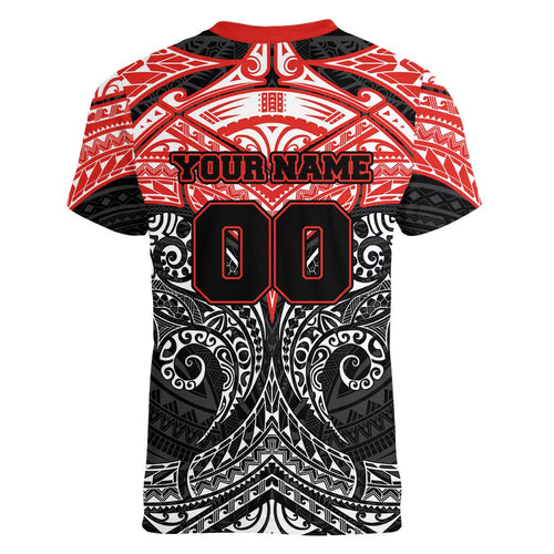 Personalized St. George Illawarra Dragons Women V-Neck T-Shirt Polynesian Tribal Pattern Style