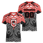 Personalized St. George Illawarra Dragons Women V-Neck T-Shirt Polynesian Tribal Pattern Style
