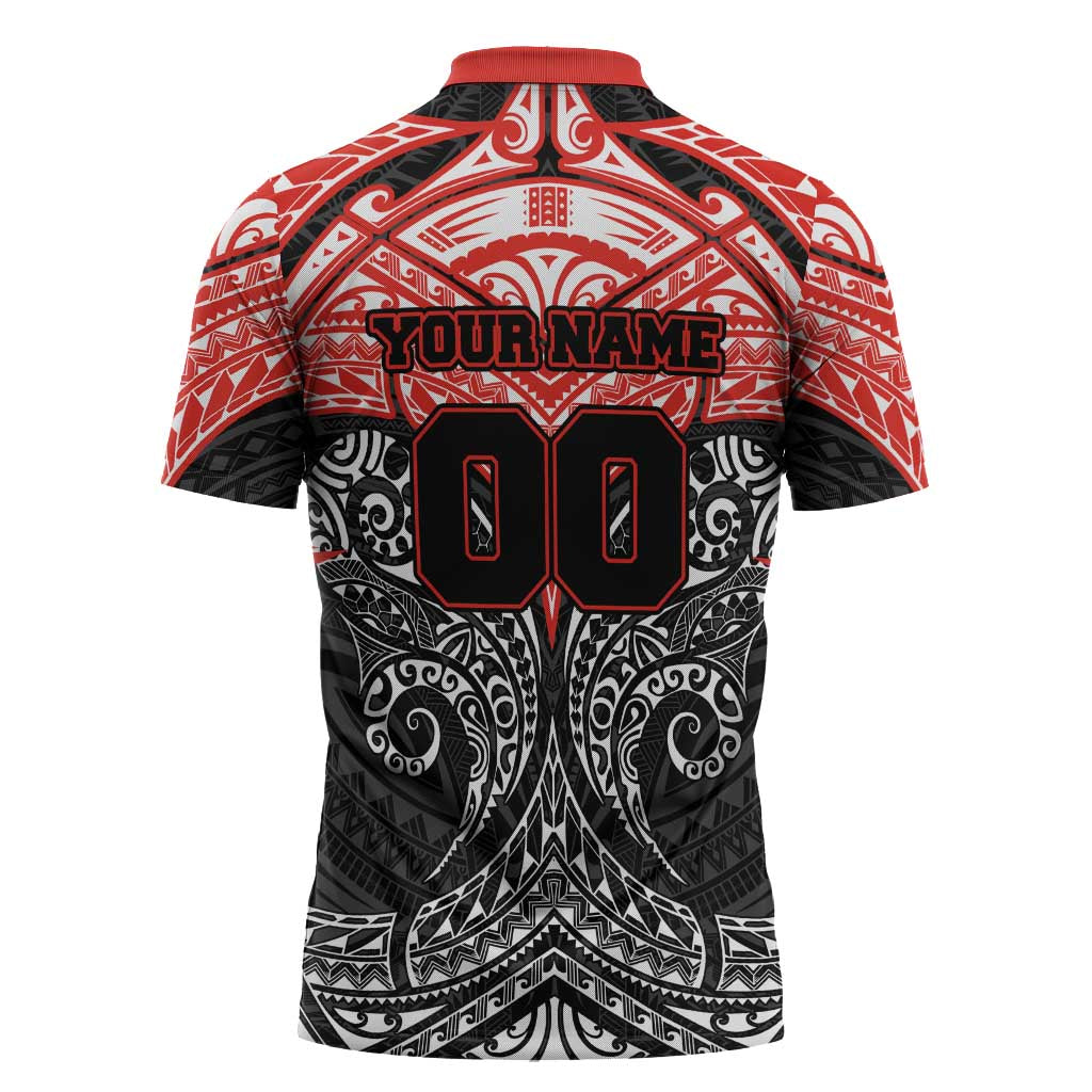 Personalized St. George Illawarra Dragons Zipper Polo Shirt Polynesian Tribal Pattern Style