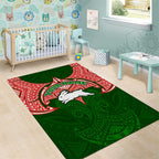 Personalized South Sydney Rabbitohs Area Rug Polynesian Tribal Pattern Style