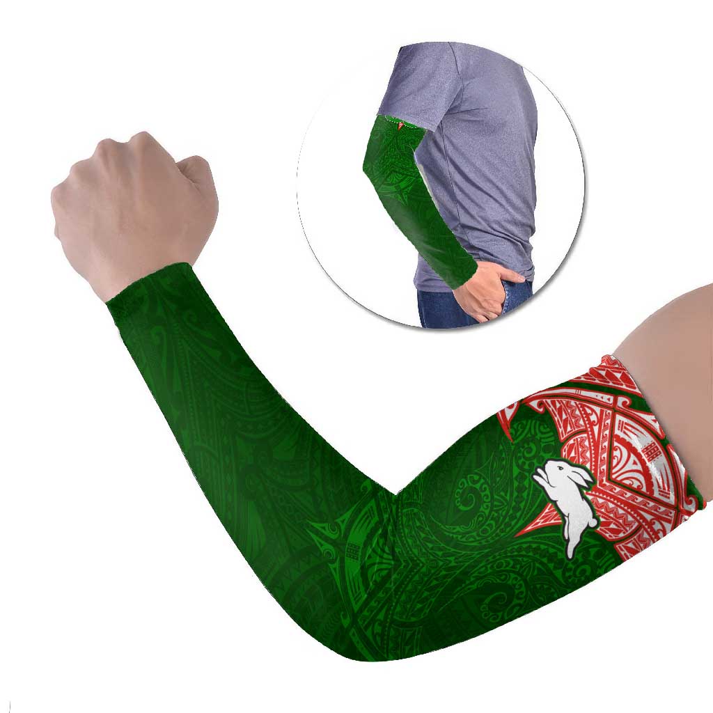 Personalized South Sydney Rabbitohs Arm Sleeves Polynesian Tribal Pattern Style