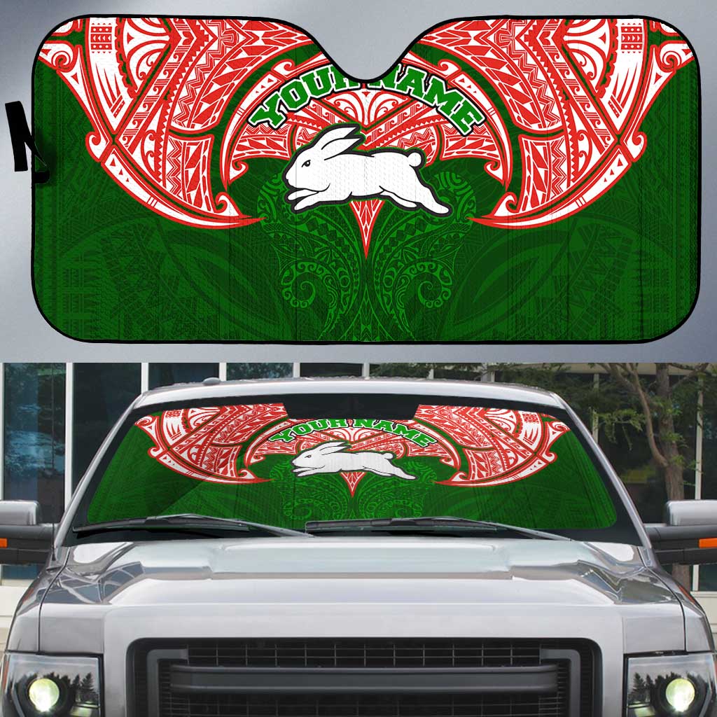 Personalized South Sydney Rabbitohs Auto Sun Shade Polynesian Tribal Pattern Style