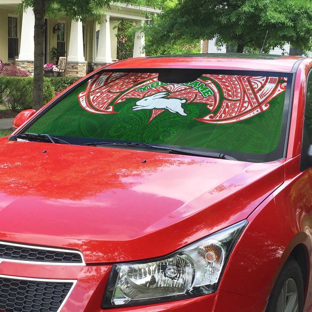 Personalized South Sydney Rabbitohs Auto Sun Shade Polynesian Tribal Pattern Style
