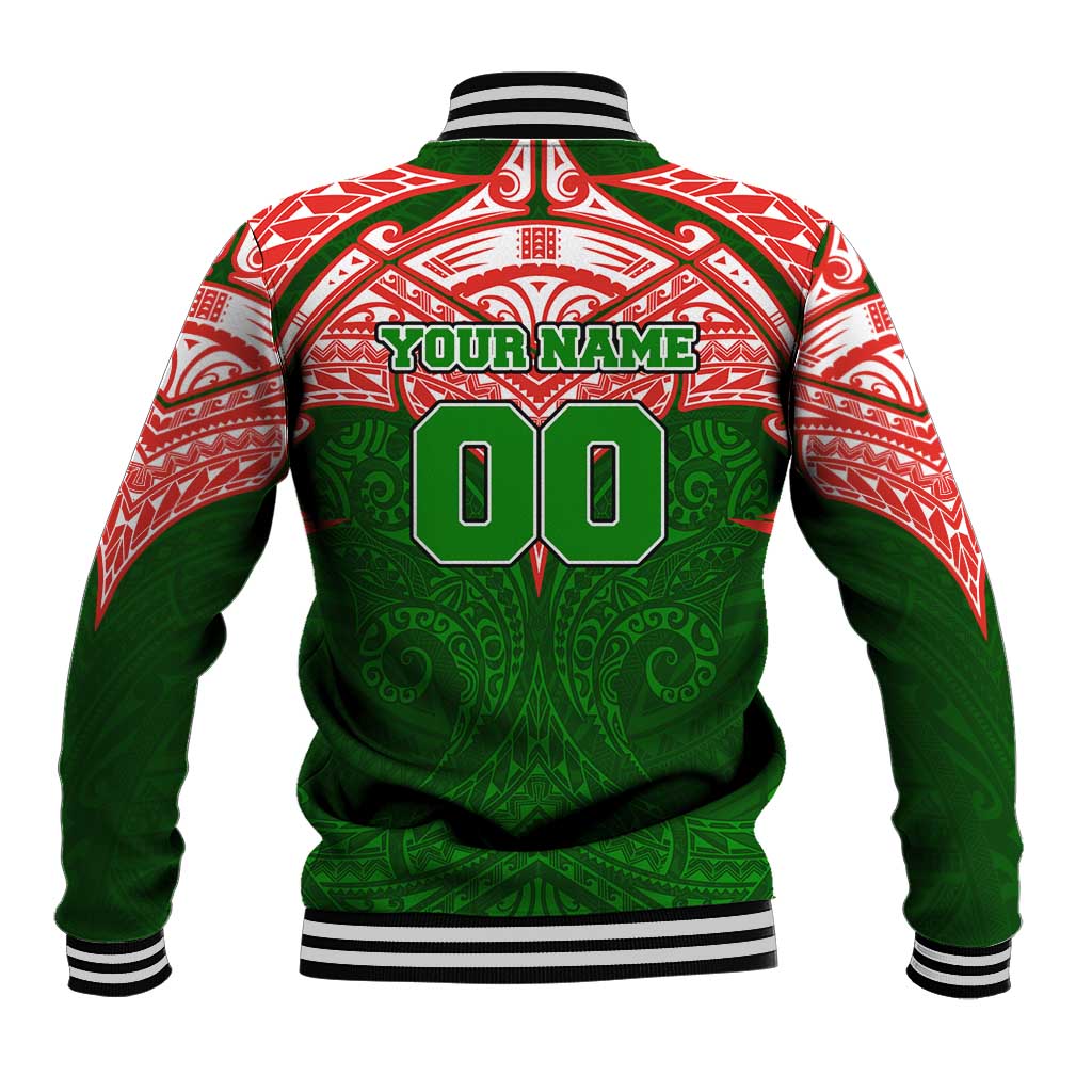 Personalized South Sydney Rabbitohs Baseball Jacket Polynesian Tribal Pattern Style