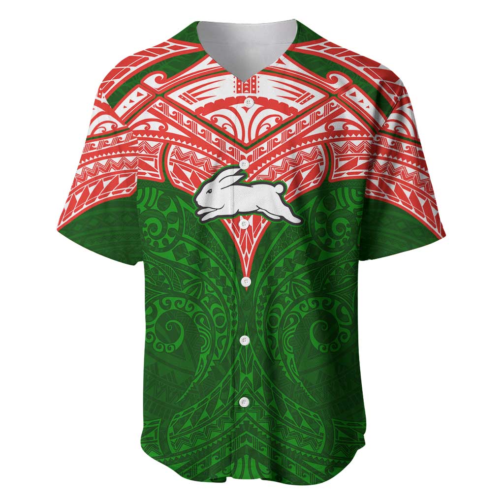 Personalized South Sydney Rabbitohs Baseball Jersey Polynesian Tribal Pattern Style