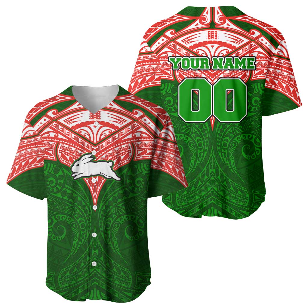 Personalized South Sydney Rabbitohs Baseball Jersey Polynesian Tribal Pattern Style