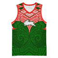 Personalized South Sydney Rabbitohs Basketball Jersey Polynesian Tribal Pattern Style