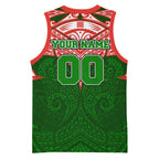 Personalized South Sydney Rabbitohs Basketball Jersey Polynesian Tribal Pattern Style