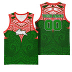 Personalized South Sydney Rabbitohs Basketball Jersey Polynesian Tribal Pattern Style