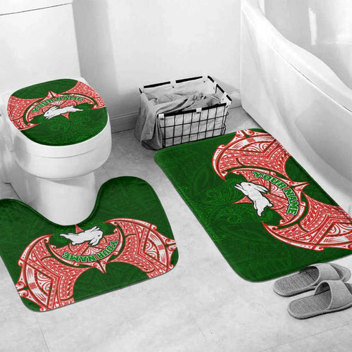 Personalized South Sydney Rabbitohs Bathroom Set Polynesian Tribal Pattern Style