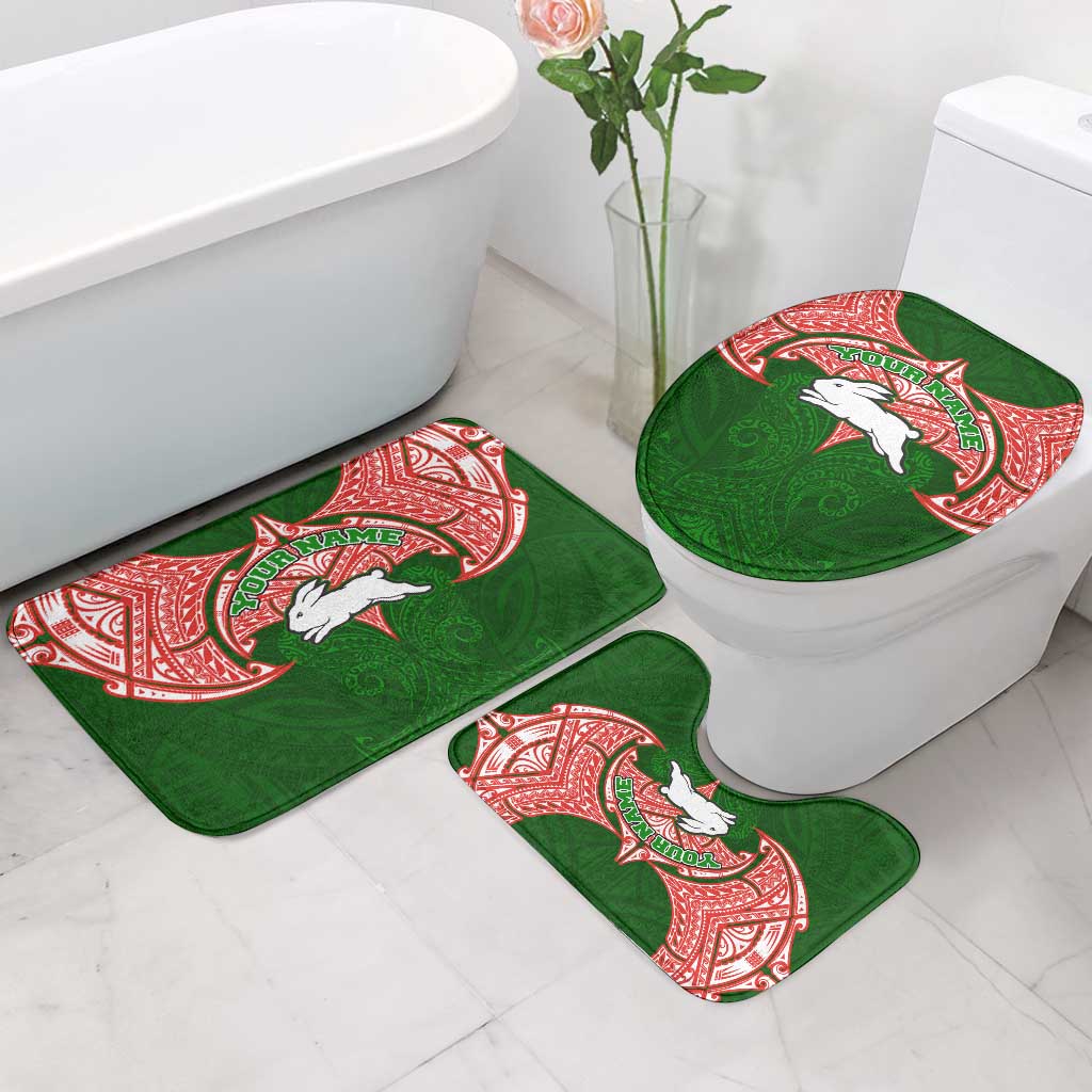 Personalized South Sydney Rabbitohs Bathroom Set Polynesian Tribal Pattern Style