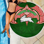 Personalized South Sydney Rabbitohs Beach Blanket Polynesian Tribal Pattern Style