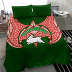 Personalized South Sydney Rabbitohs Bedding Set Polynesian Tribal Pattern Style