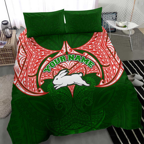 Personalized South Sydney Rabbitohs Bedding Set Polynesian Tribal Pattern Style
