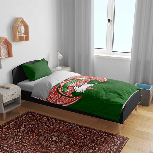Personalized South Sydney Rabbitohs Bedding Set Polynesian Tribal Pattern Style