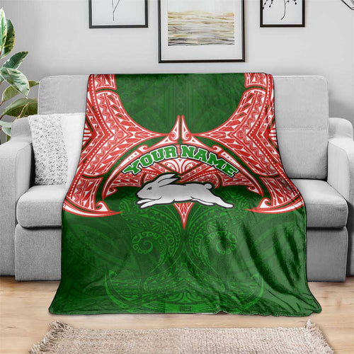 Personalized South Sydney Rabbitohs Blanket Polynesian Tribal Pattern Style