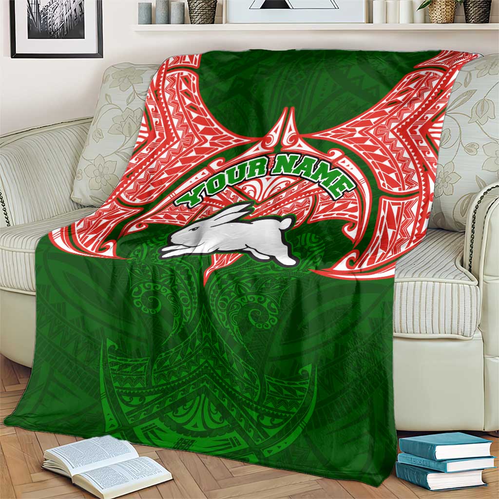 Personalized South Sydney Rabbitohs Blanket Polynesian Tribal Pattern Style