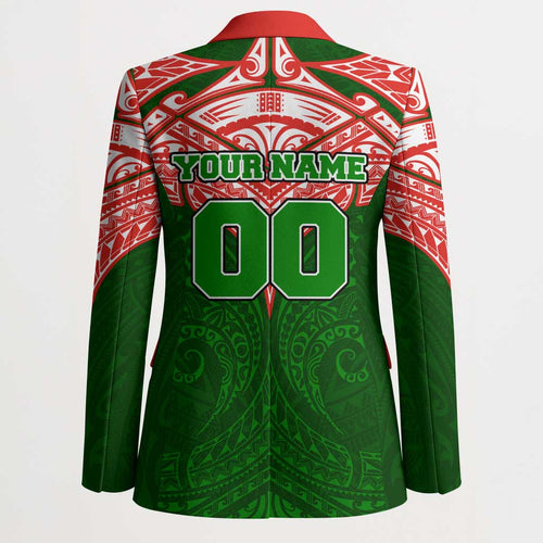 Personalized South Sydney Rabbitohs Blazer Polynesian Tribal Pattern Style