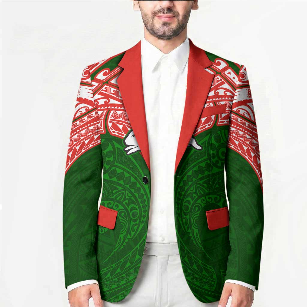 Personalized South Sydney Rabbitohs Blazer Polynesian Tribal Pattern Style