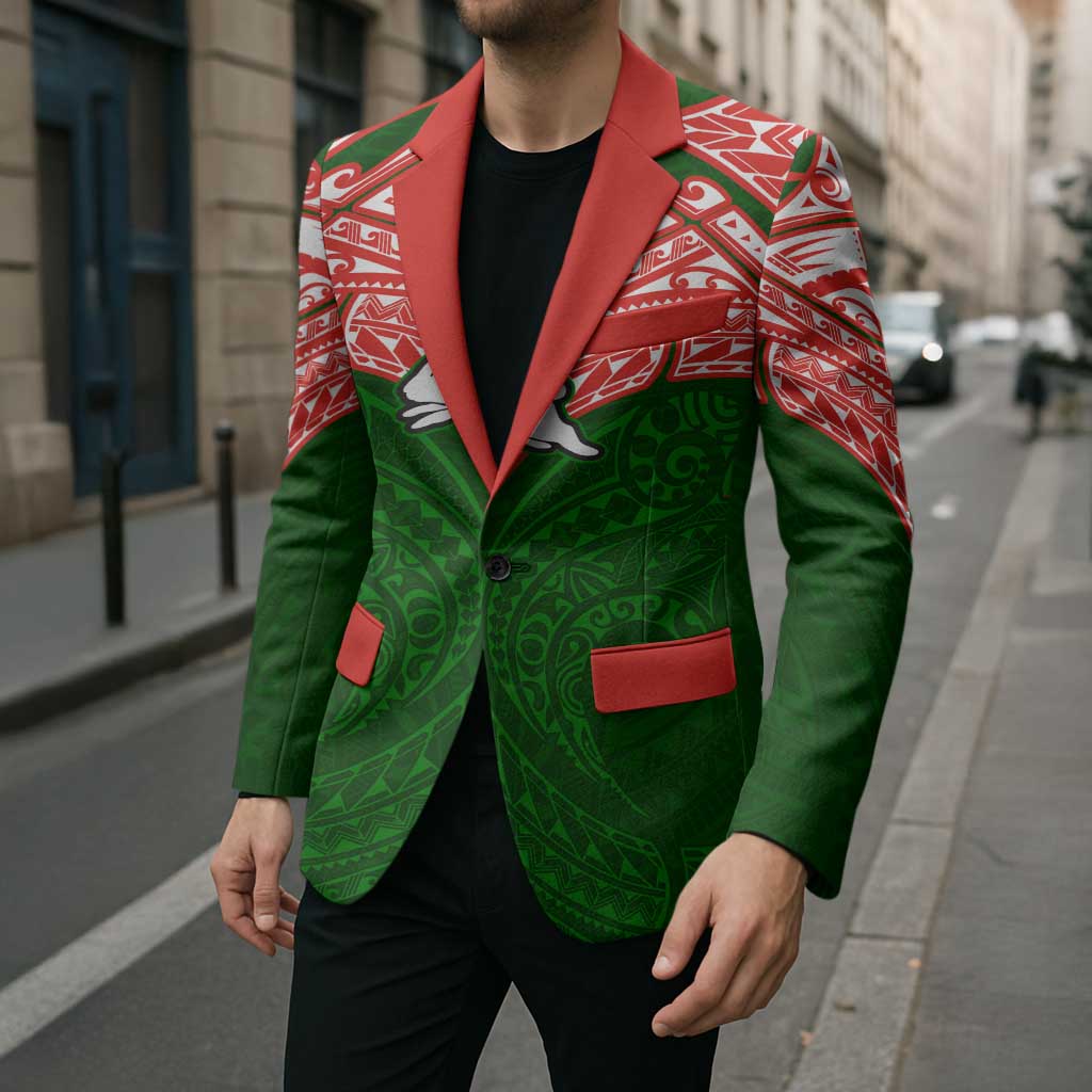 Personalized South Sydney Rabbitohs Blazer Polynesian Tribal Pattern Style