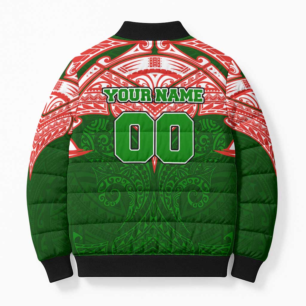 Personalized South Sydney Rabbitohs Bomber Puffer Jacket Polynesian Tribal Pattern Style