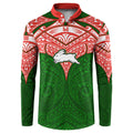 Personalized South Sydney Rabbitohs Button Sweatshirt Polynesian Tribal Pattern Style