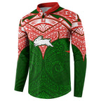 Personalized South Sydney Rabbitohs Button Sweatshirt Polynesian Tribal Pattern Style