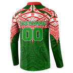 Personalized South Sydney Rabbitohs Button Sweatshirt Polynesian Tribal Pattern Style