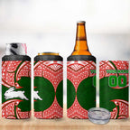 Personalized South Sydney Rabbitohs 4 in 1 Can Cooler Tumbler Polynesian Tribal Pattern Style