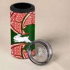 Personalized South Sydney Rabbitohs 4 in 1 Can Cooler Tumbler Polynesian Tribal Pattern Style