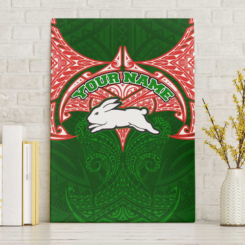Personalized South Sydney Rabbitohs Canvas Wall Art Polynesian Tribal Pattern Style