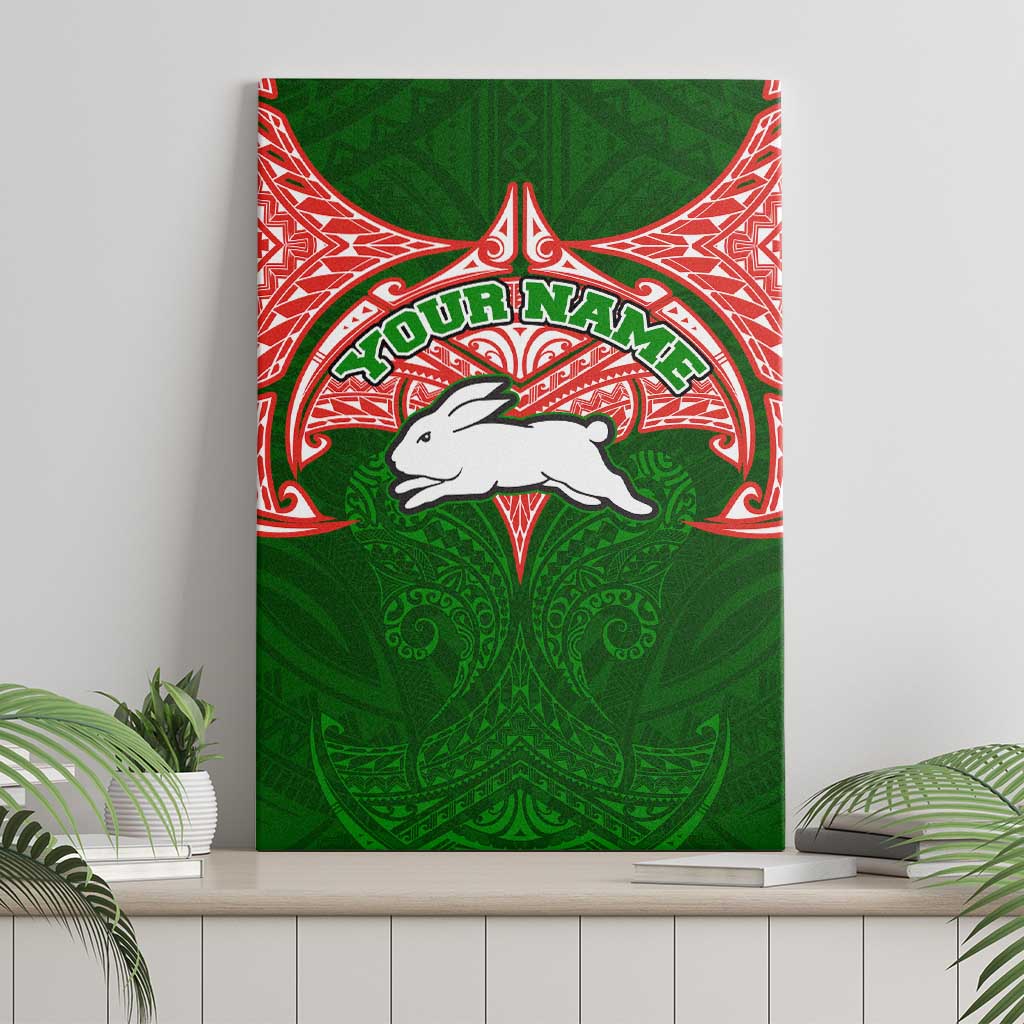 Personalized South Sydney Rabbitohs Canvas Wall Art Polynesian Tribal Pattern Style