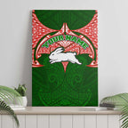 Personalized South Sydney Rabbitohs Canvas Wall Art Polynesian Tribal Pattern Style