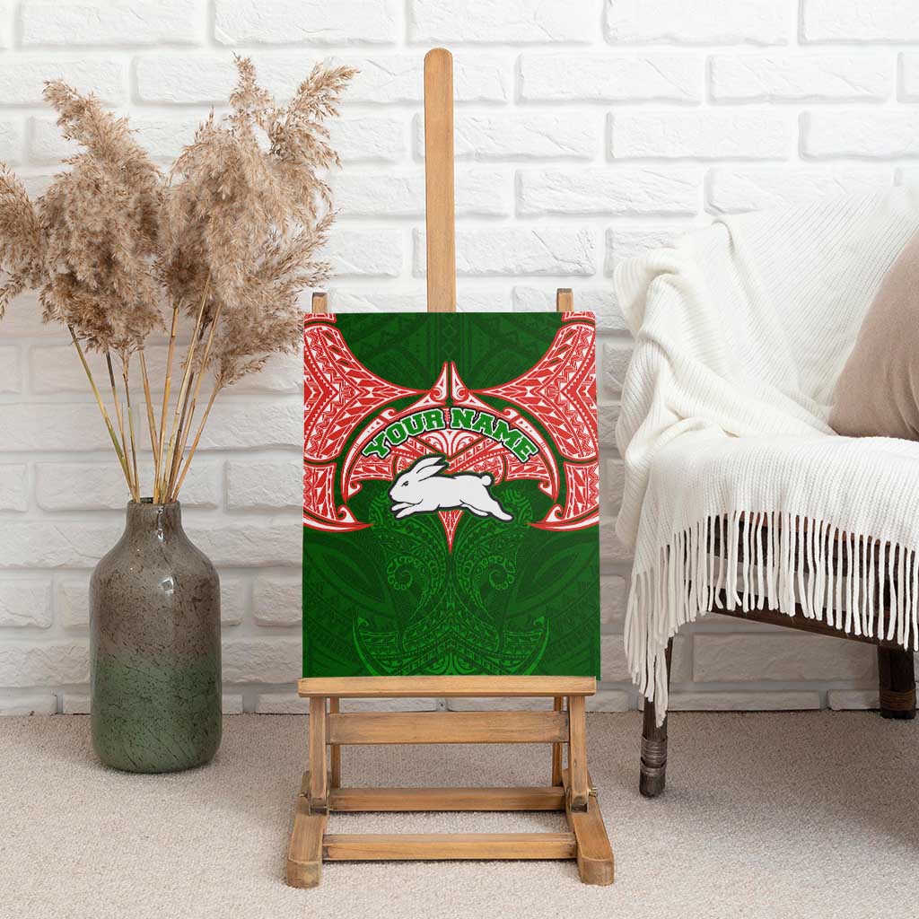 Personalized South Sydney Rabbitohs Canvas Wall Art Polynesian Tribal Pattern Style