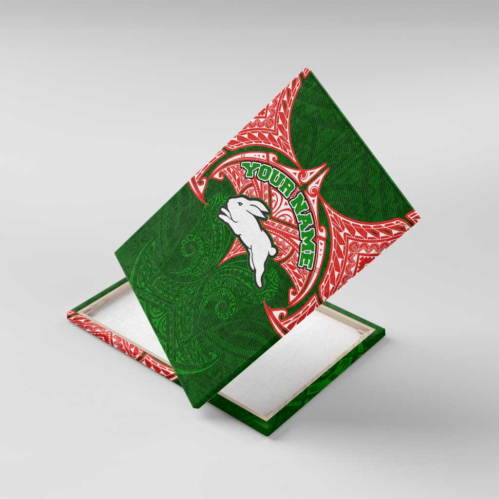 Personalized South Sydney Rabbitohs Canvas Wall Art Polynesian Tribal Pattern Style