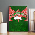 Personalized South Sydney Rabbitohs Canvas Wall Art Polynesian Tribal Pattern Style